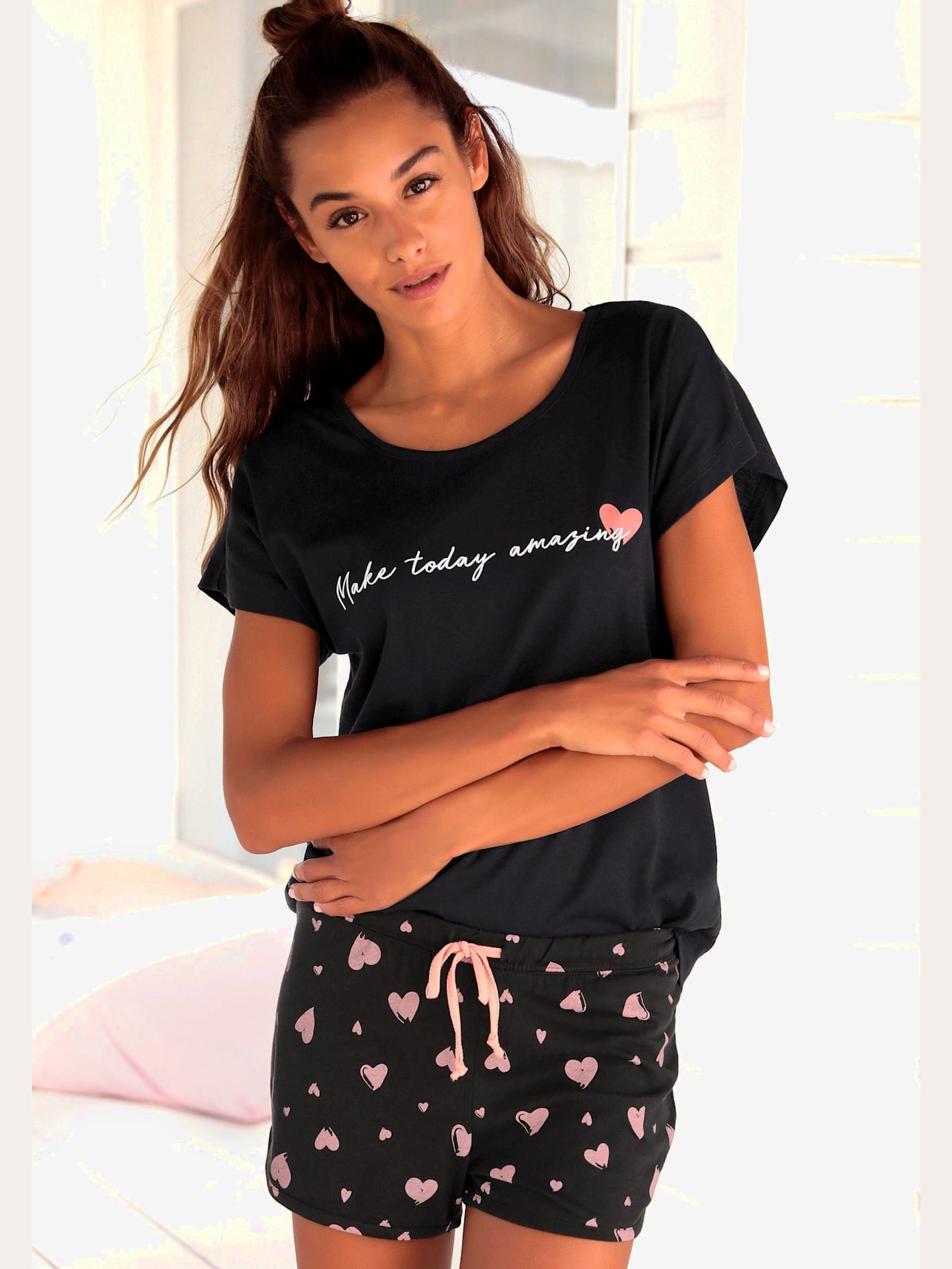 Haut de pyjama manches courtes avec inscription