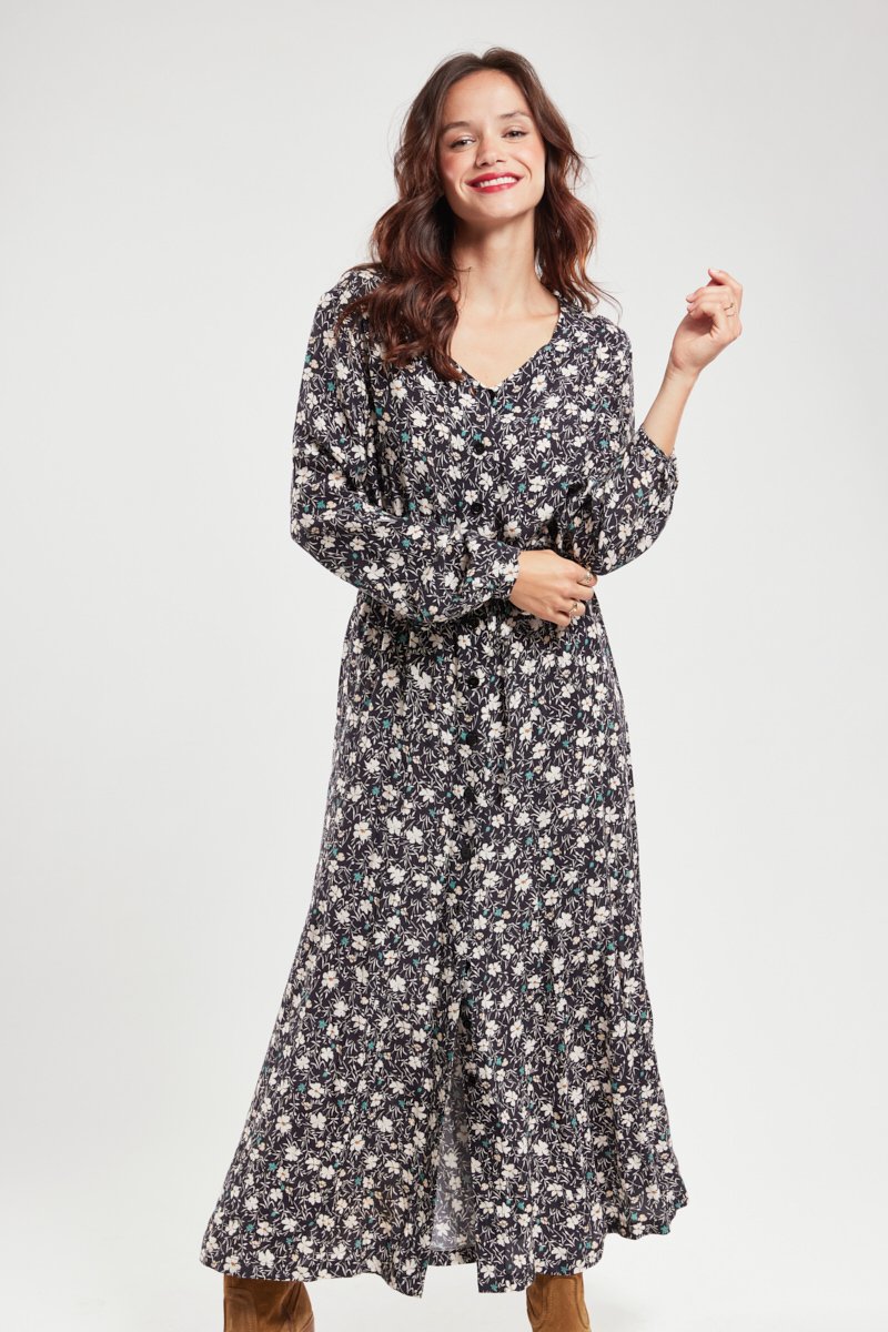 Robe longue fleurie - cupro