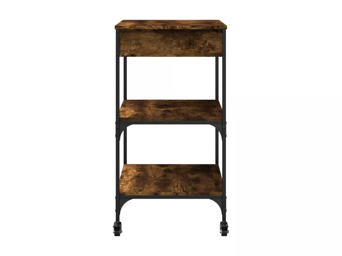 Chariot de cuisine chêne fumé 60x48x89,5 cm bois d'ingénierie