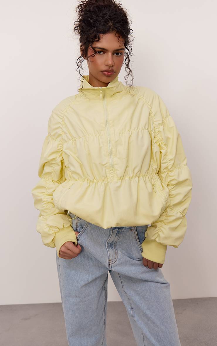 Butter Cream Coupe-vent Zippé Froncé Couleur Crème
