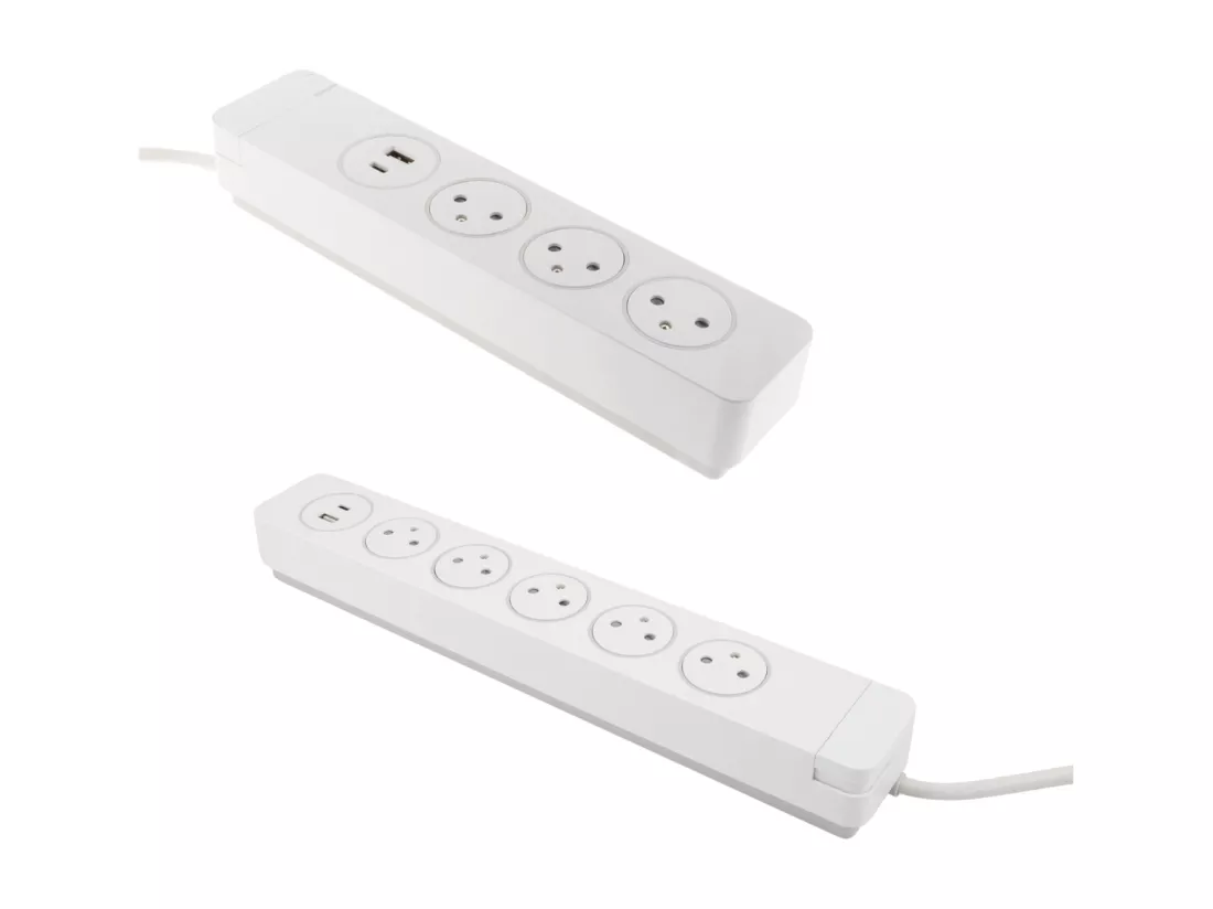 Multiprise Easy Eject 3x16A + bloc multiprise parafoudre 5 prises EasyEject + 2USB - Otio