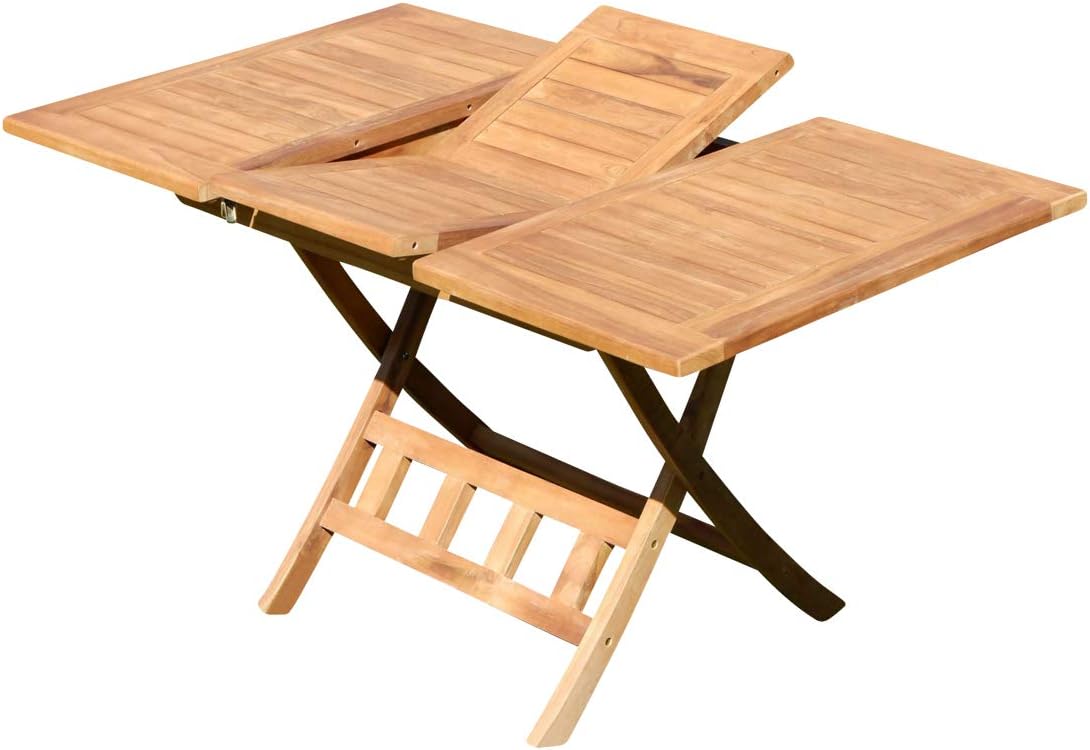 ASS ECHT Teak Holz Teaktisch Klapptisch Holztisch Gartentisch Garten Tisch in verschiedenen Größen zum Klappen von Größe:100-140x80cm