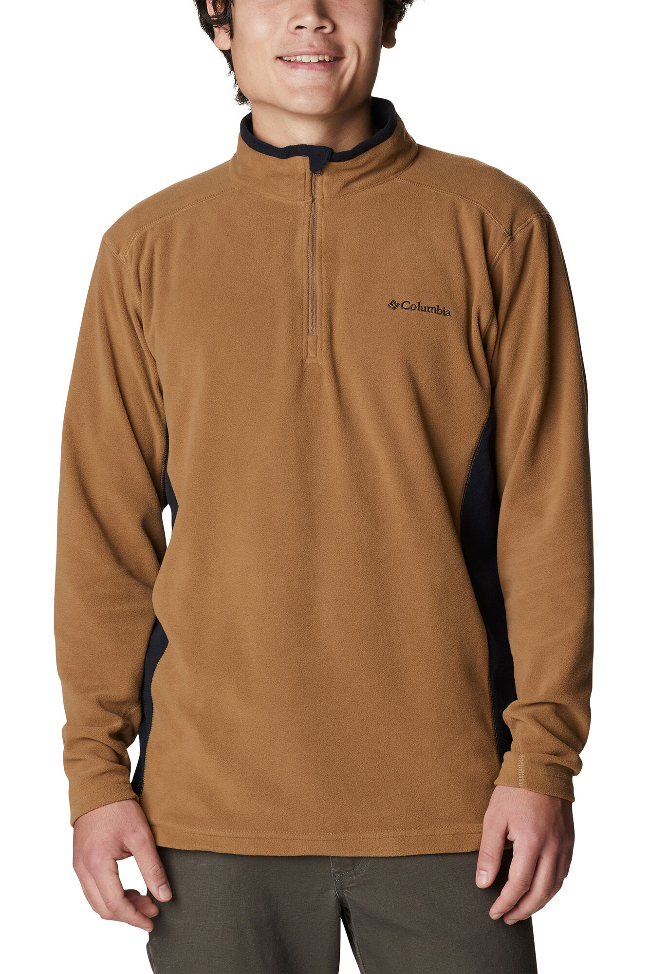 Jaqueta masculina Columbia Klamath Range™ II com meio zíper e forro - Bege