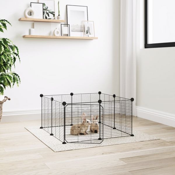 Gaiola Animais de 8 Painéis com Porta 35x35 cm Aço Preto - 171625 - 171625