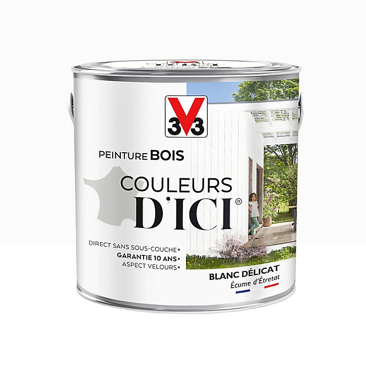 Peinture extérieure bois Couleurs d'ici blanc délicat Velours V33 2L