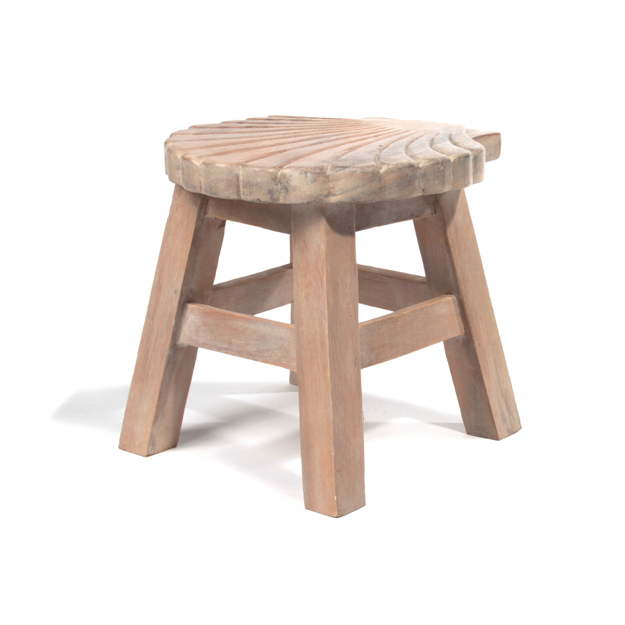 Hocker mit Motiv 'Muschel', weiß gekälkt, Ø 27 cm, H 25 cm von fischer's lagerhaus