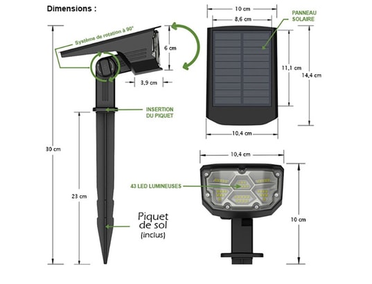 KYF - Eclairage solaire Projecteur paysagiste solaire extérieur - lot de 2 - haute l...