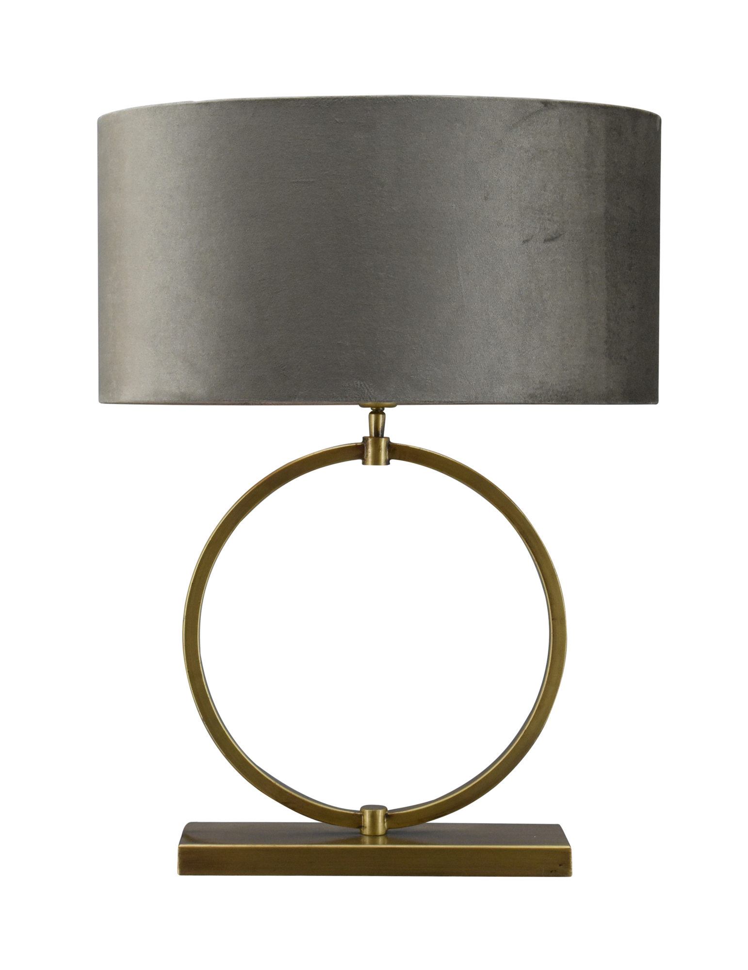 Tafellamp Devon medium bronze + kap Ovaal 45x30x25cm Fendi velours earth ( gouden binnenkant )