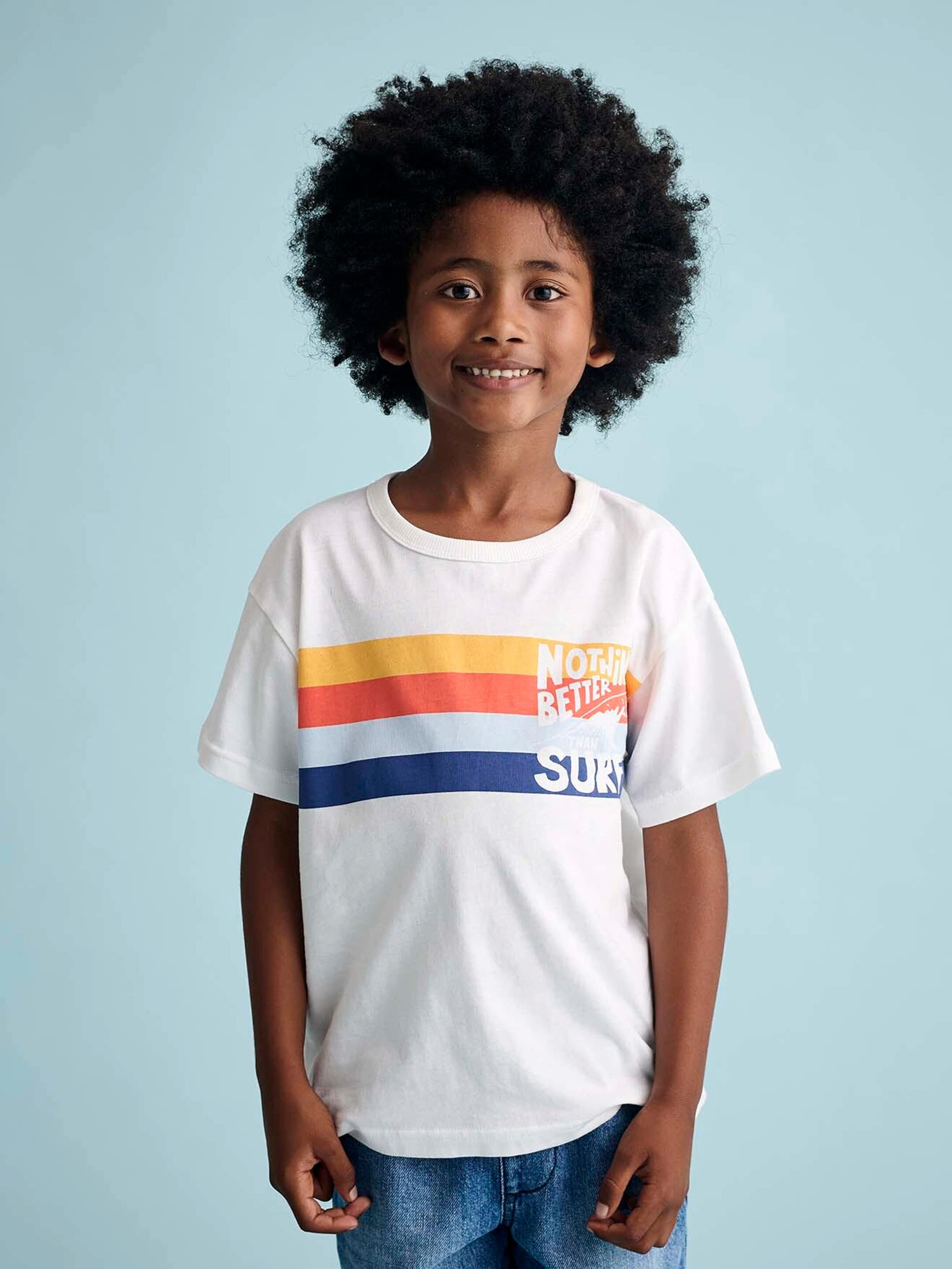 Vertbaudet Witziges Jungen T-Shirt mit Recycling-Baumwolle weiß