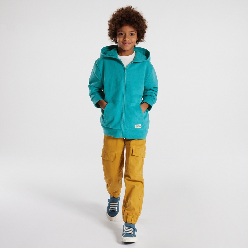 Sweat zippé à capuche bleu garçon