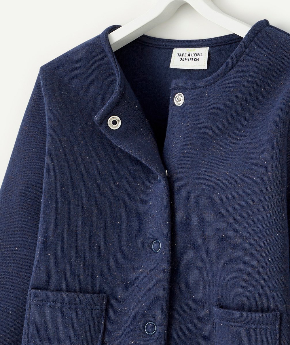 CARDIGAN PRESSIONNÉ BÉBÉ FILLE EN FIBRES RECYCLÉES BLEU PAILLETÉ
