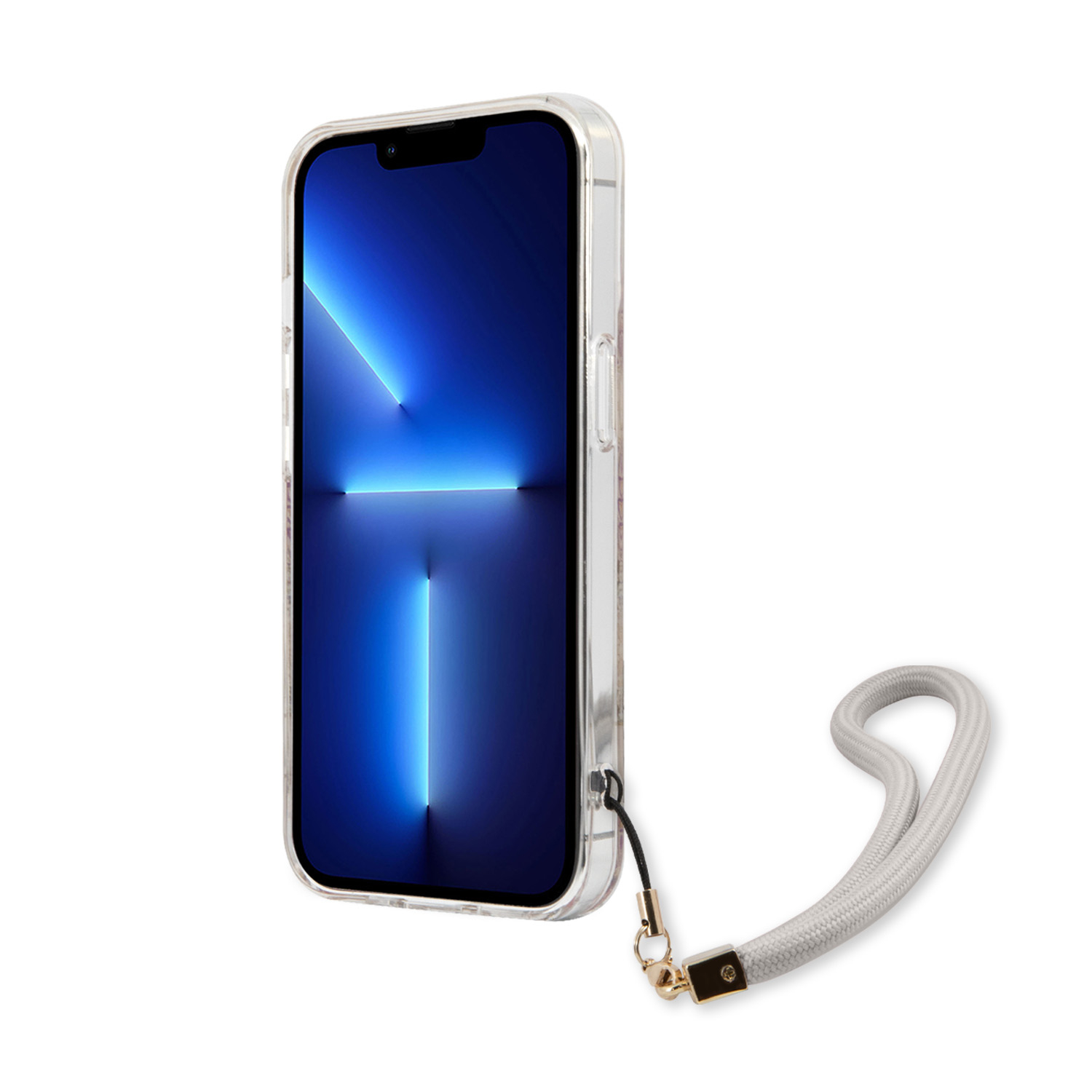 iPhone 13 Pro Hardcase Hülle Flower Strap (GUHCP13LHFLSD) - Gold / Transparent