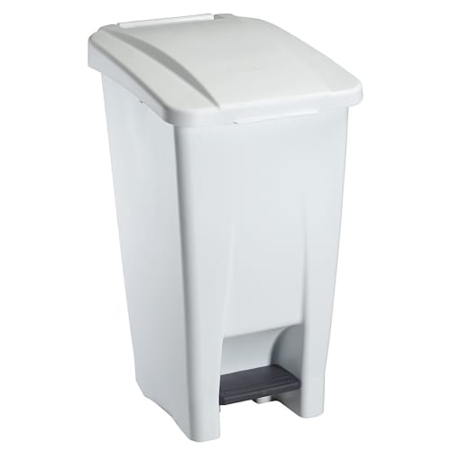 Poubelle mobile plastique à pédale 60L blanc Rossignol