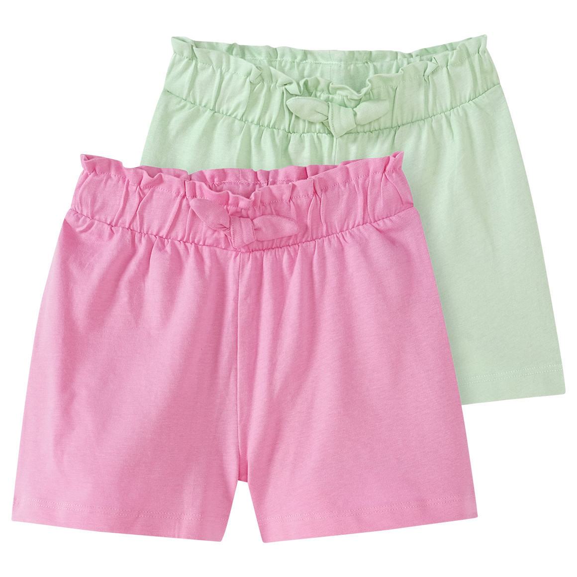 Topomini 2 Baby Shorts mit Zierschleifen hellgrün / rosa