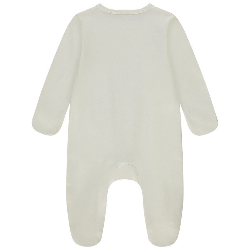 Dors-bien en jersey avec moufles retroussables pour bébé - Ecru