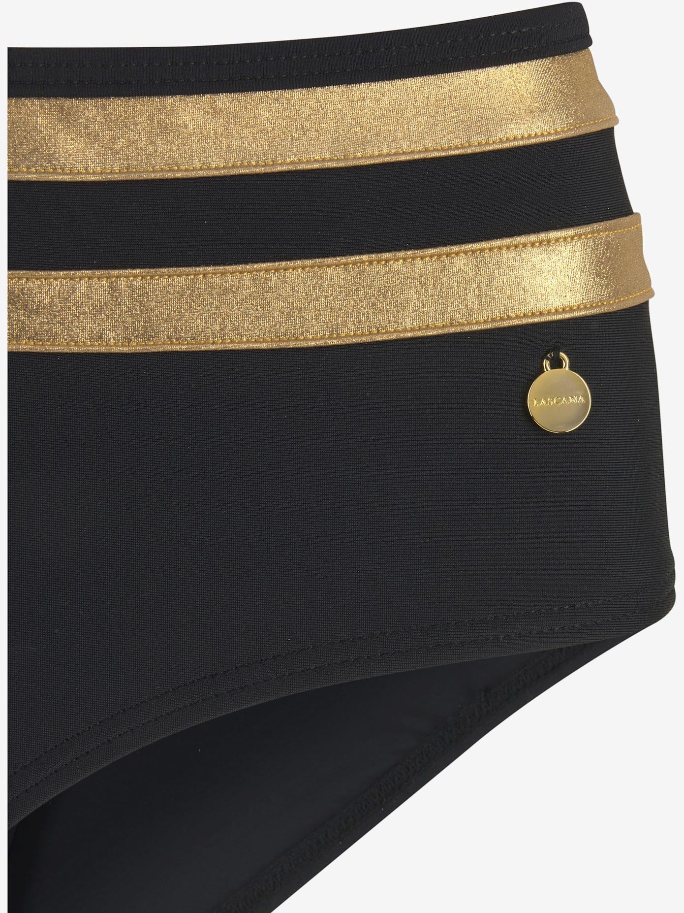 Bas de maillot de bain couleur unie avec empiècements couleur or