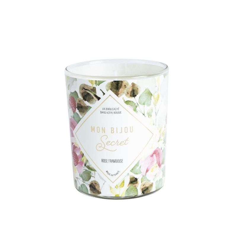 Bougie Bijou Collier doré - Parfum Rose Framboise - 40h