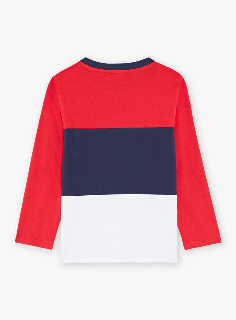 T-shirt à rayures rouge, blanc et bleu marine