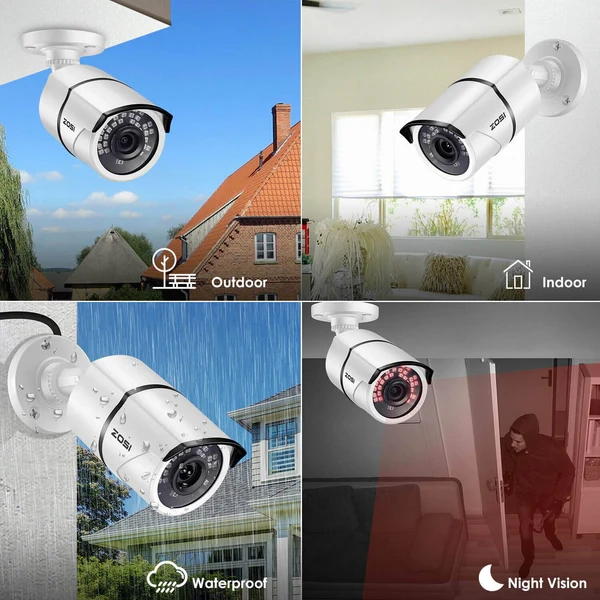 (2MP) ZG2612C Outdoor & Indoor HD-TVI WiFi Sicherheitskamera 1080p Full HD mit Nachtsichtfunktion und 3D-DNR  (IP66) - Weiss