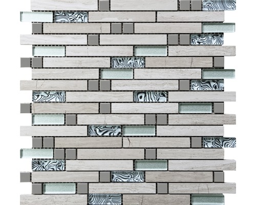 Natuursteenmozaïek (steen/staal/hout) 30 x 29,8 cm 8 mm