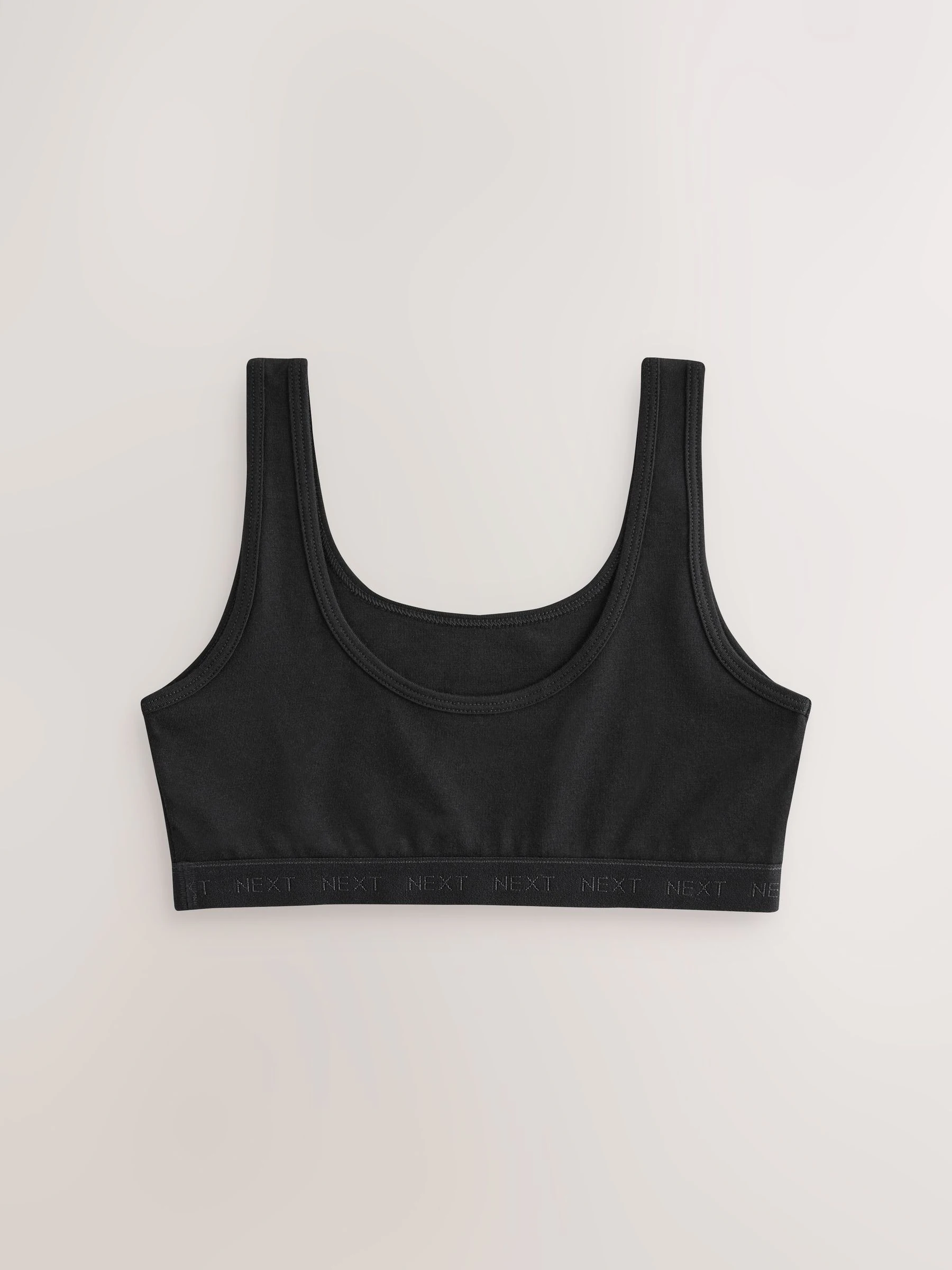 Zwart - Set van 3 crop tops met diepe ronde hals (5 - 16 jr)