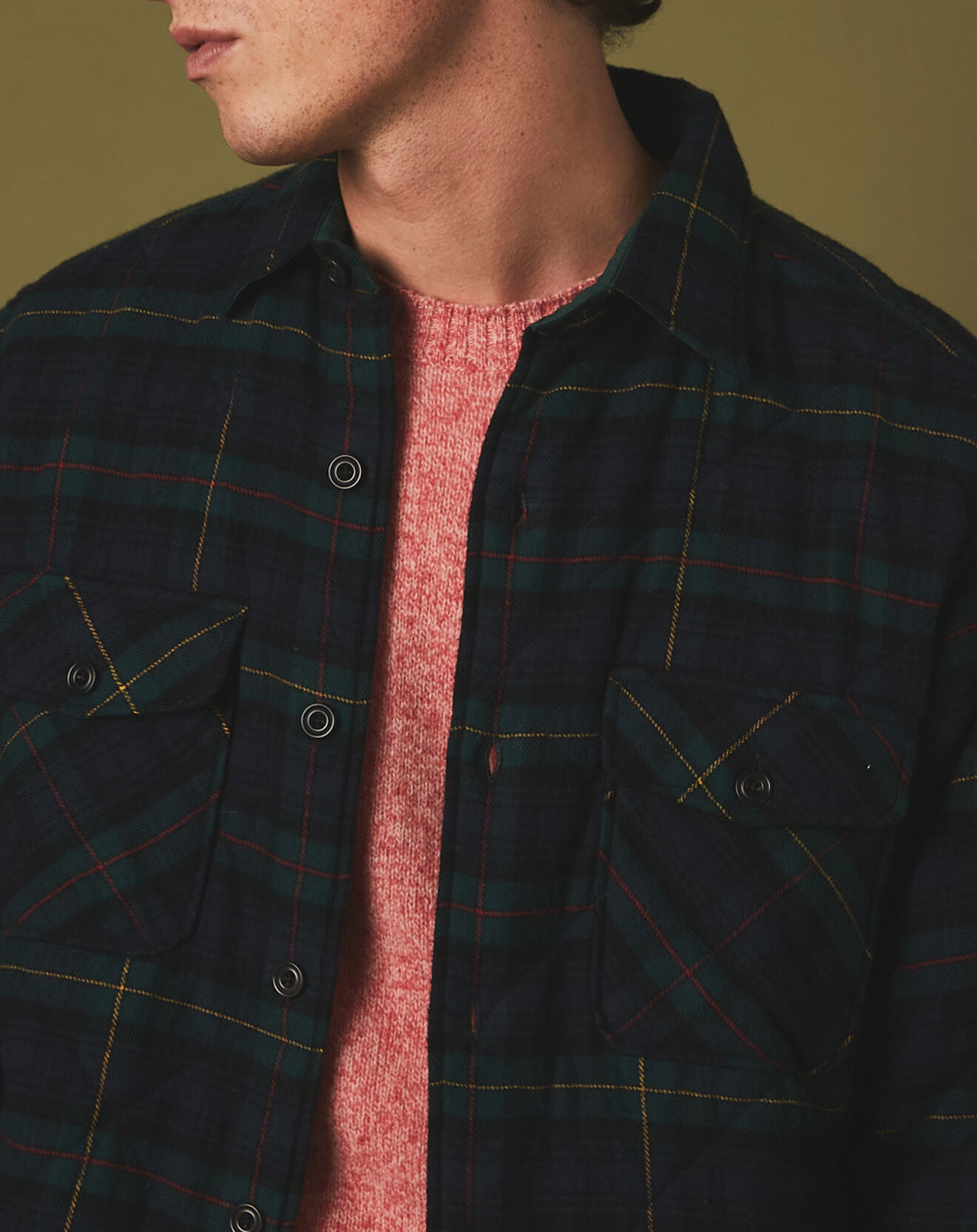 Hartford Veste Surchemise regular Peter à carreaux navy/bleu/vert/rouge