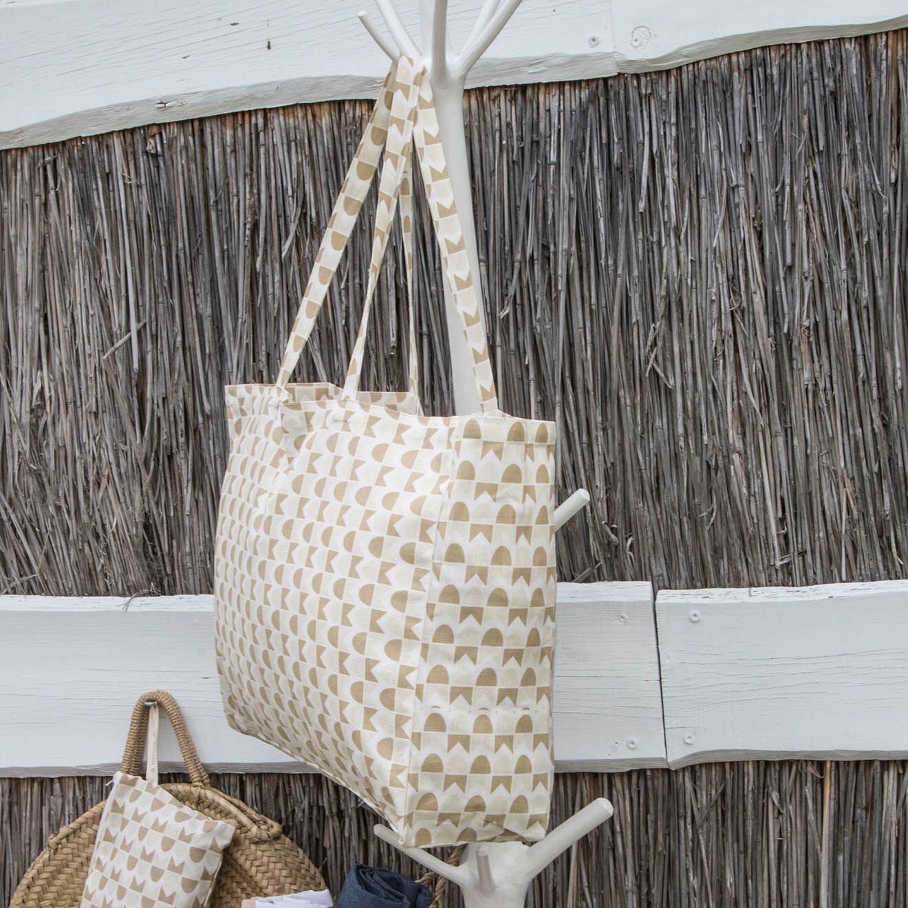 Febronie Sac de plage en Coton Skandi sable - 44x54x22 cm