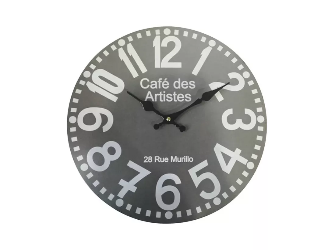 Horloge Murale Horloges Modernes Gris Rond Mdf Hall 33,8x33,8x4