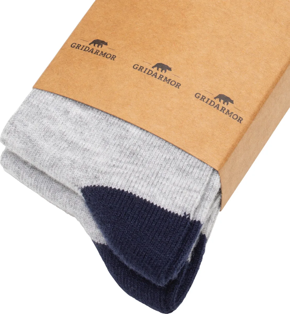 Gridarmor Heritage Merino Socks 2p Jr Light Grey/Dk Navy/White