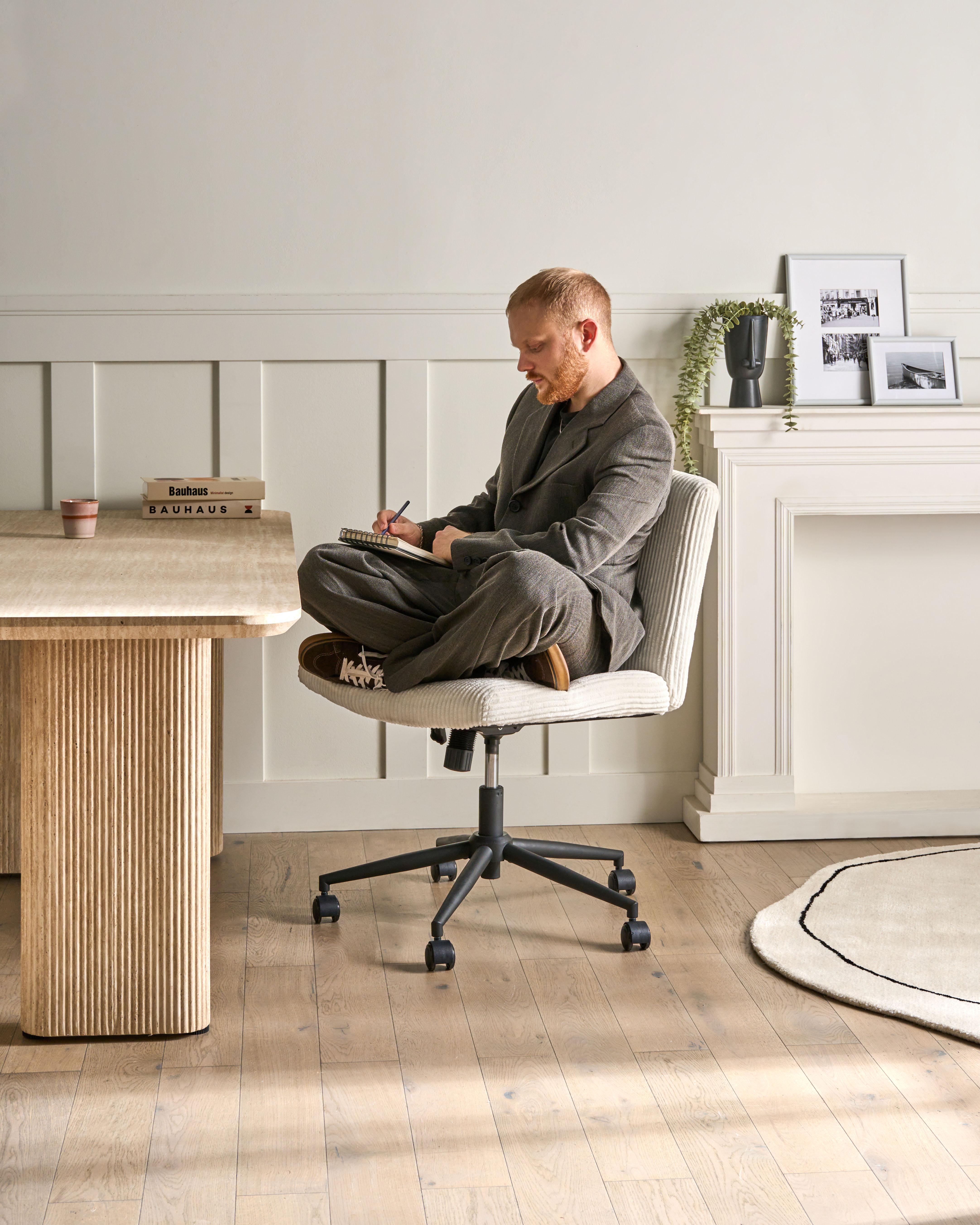 Bureaustoel GEDDES Corduroy Wit