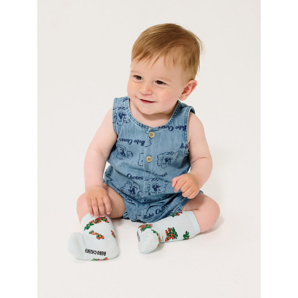 Køb Bobo Choses Light Blue Pickles The Dog All Over Denim Playsuit