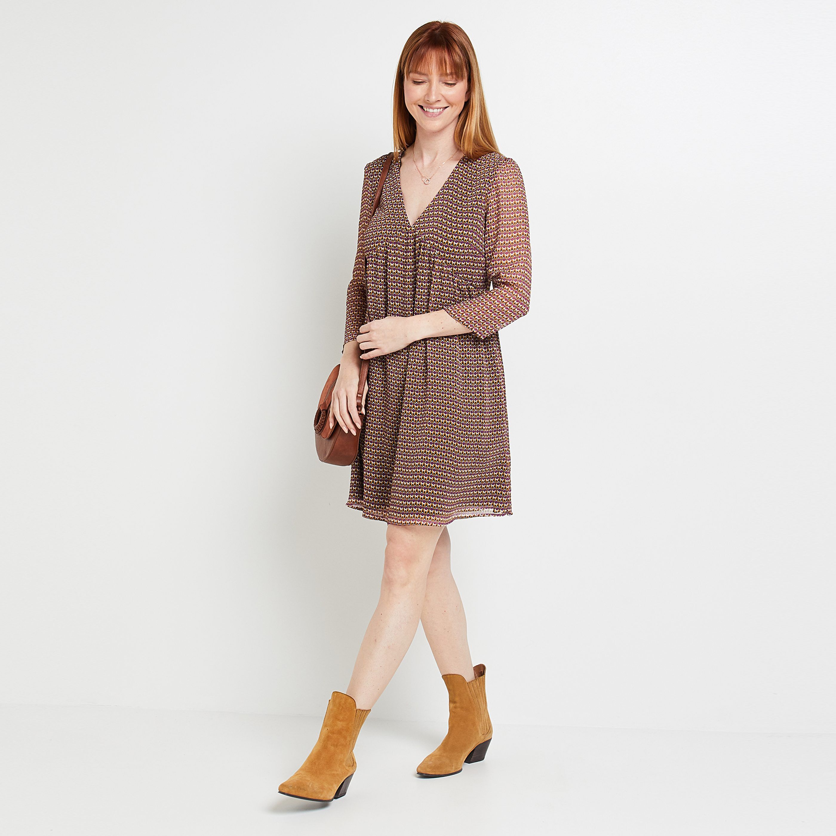 Robe en voile imprimée femme - VIOLET