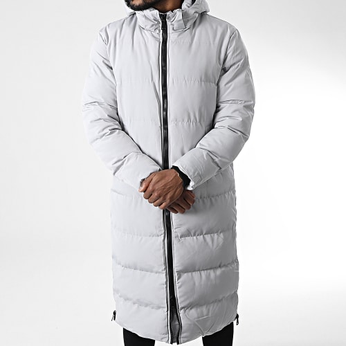Doudoune Capuche Longue Gris