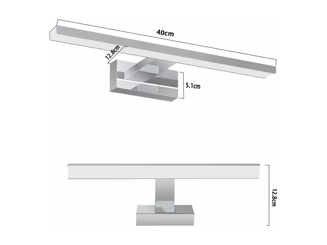 NETTLIFE Spiegelleuchte Led 8W et Blanc Neutre et 4000K Moderne Chromé 40cm