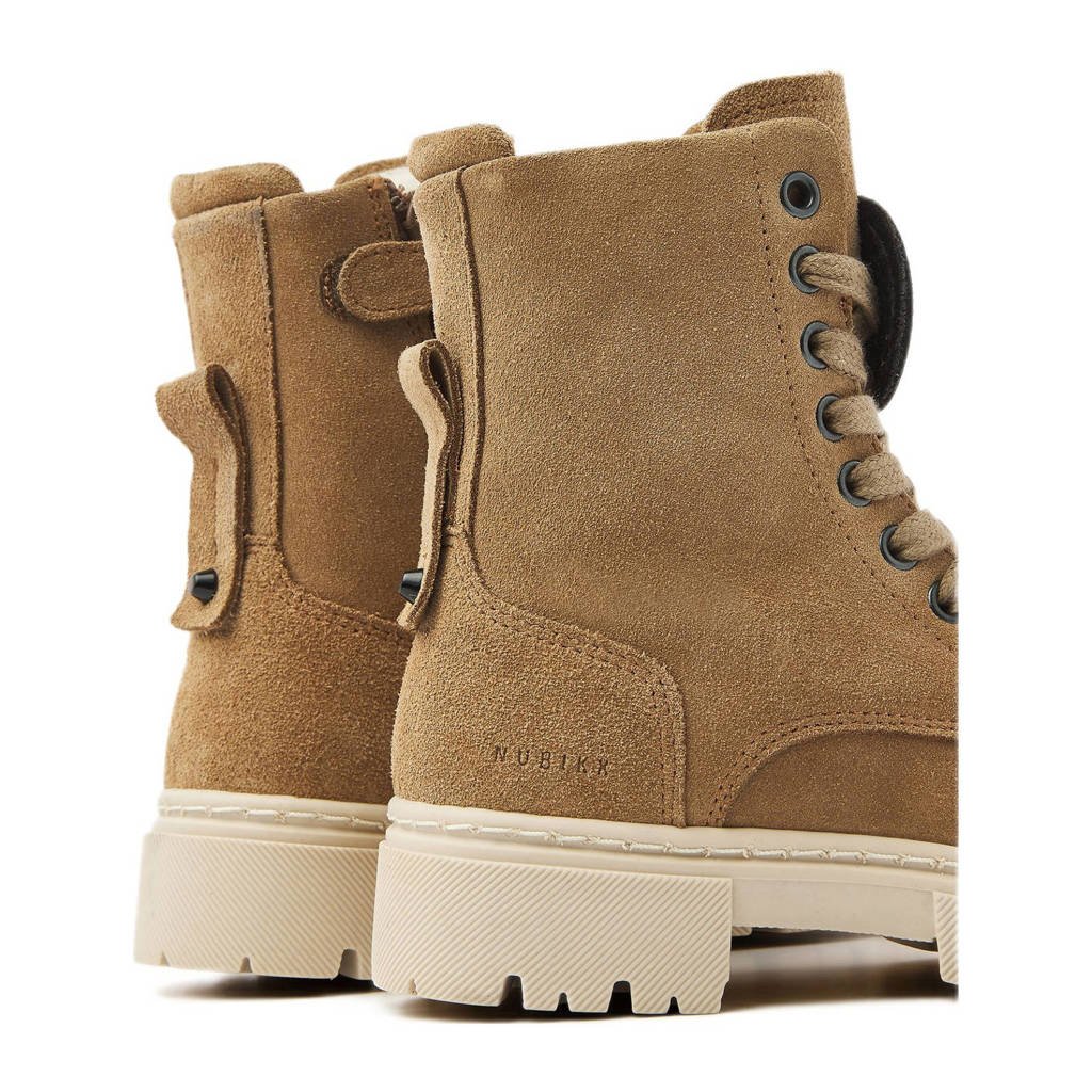 Nubikk Fae Bobbi Fur Jrgevoerde suède veterboots camel