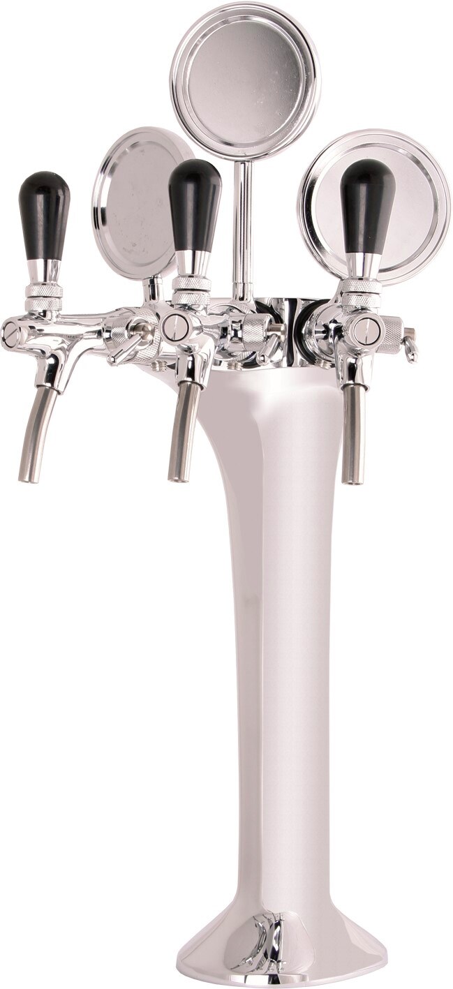 Komplett Set - Schanksäule Chrom, 3-leitig, elegant, 