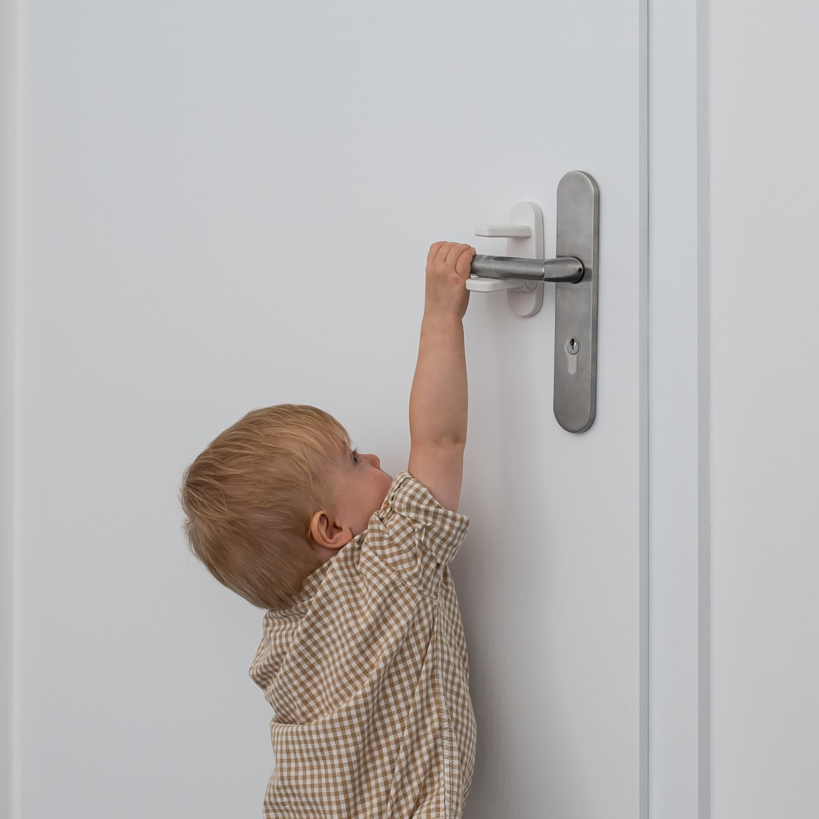 Kinder Haustür Sicherung Türgriff Stopp Kindersicherung Schloss (R70110) - Weiss