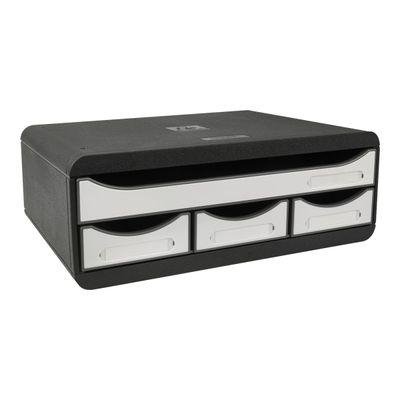 Exacompta Toolbox Mini Glossy - Module de classement à l'horizontale 4 tiroirs - A4+ - noir/blanc brillant