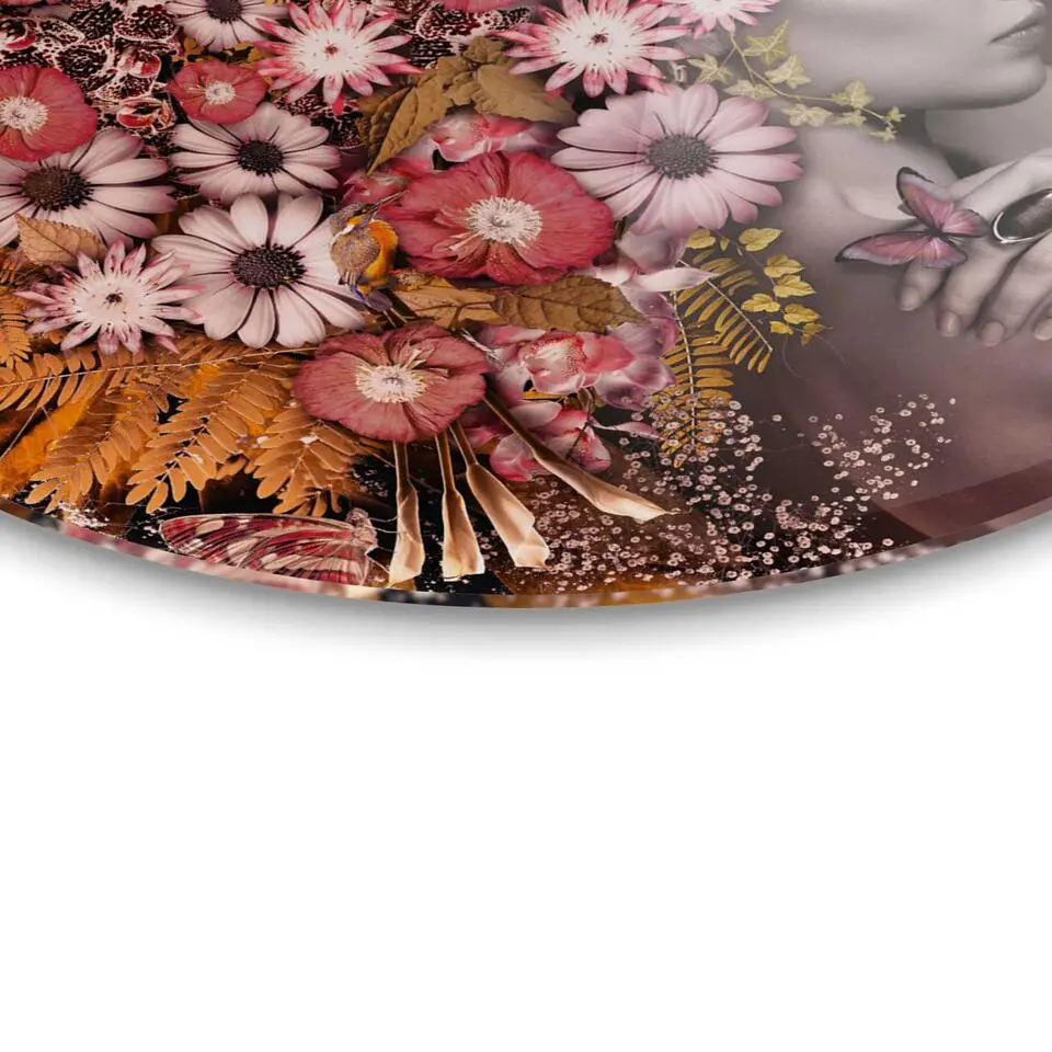 Plexiglasschilderij Bloemenrijkdom - Ø 50cm - Roze