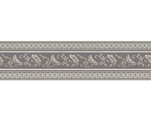 Rand 36731-1 Papieren Wijnstok Ornament Grafiet Zilver 5 m x 17 cm