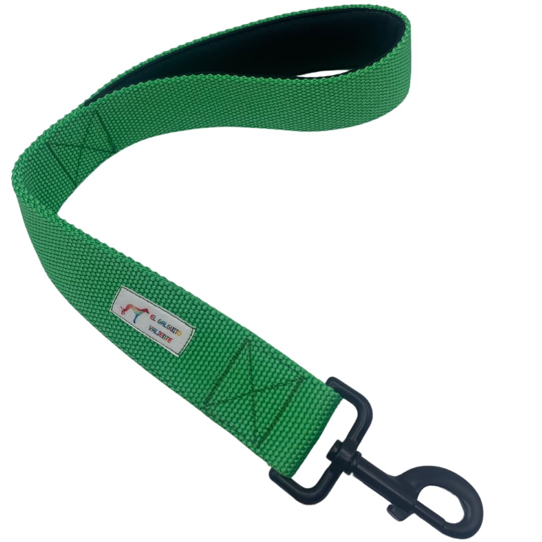 EGV - Guia curta para cães, 4 cm de largura, com alça de neoprene e mosquetão reforçado. 50 cm de comprimento. (Verde)