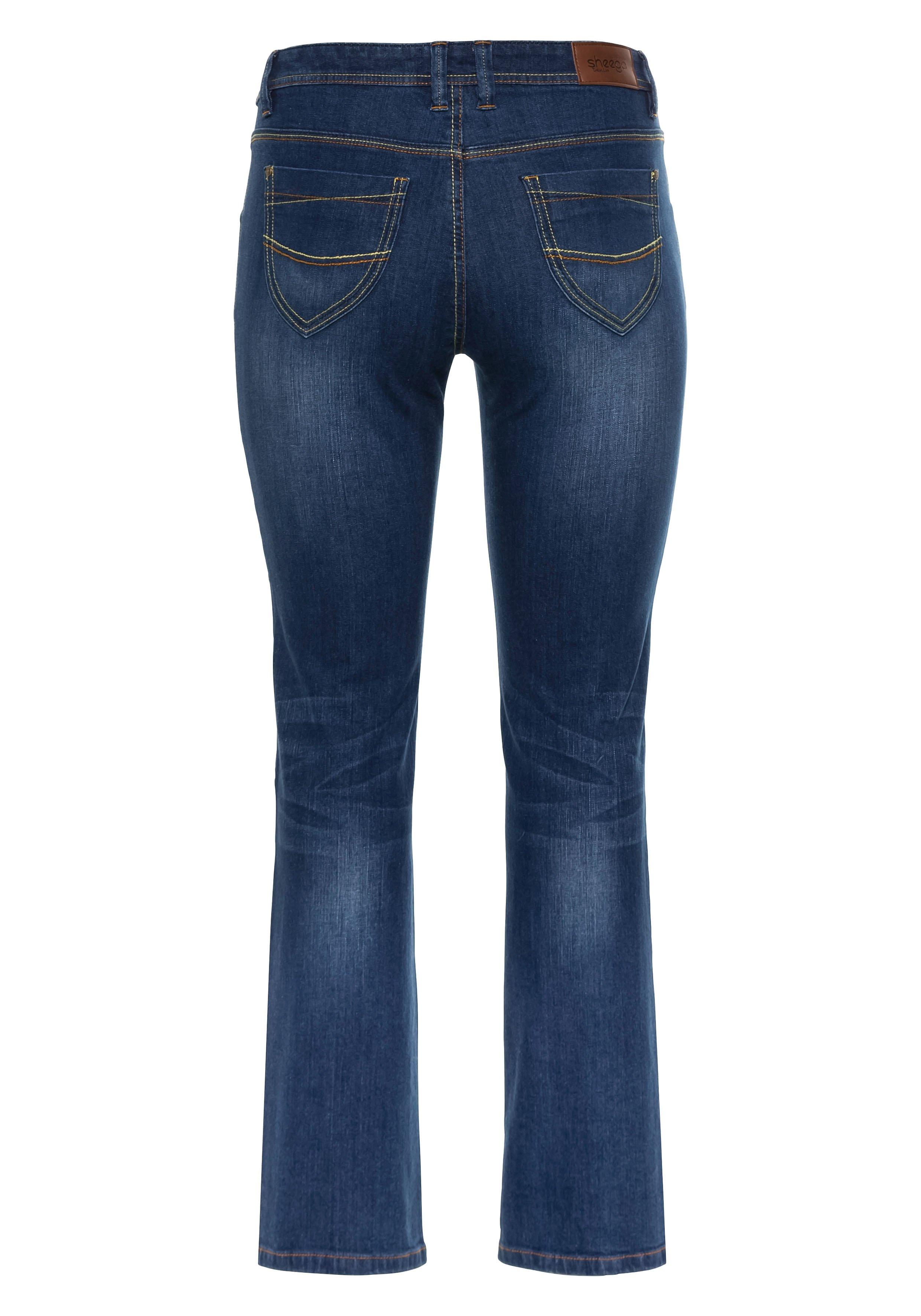 Gerade Stretch-Jeans mit Used-Effekten