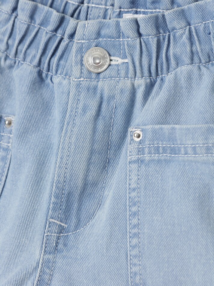Shorts jeans estilo paperbag - Azul claro