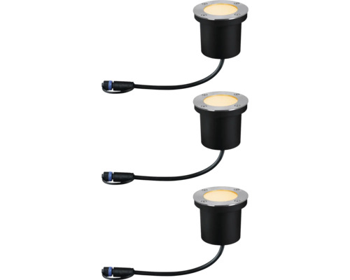 Paulmann Plug & Shine LED inbouw vloerlamp basisset, insectenwerend, 3 x 4,5W, 180 lm, 2200 K, antraciet, 230/24 V