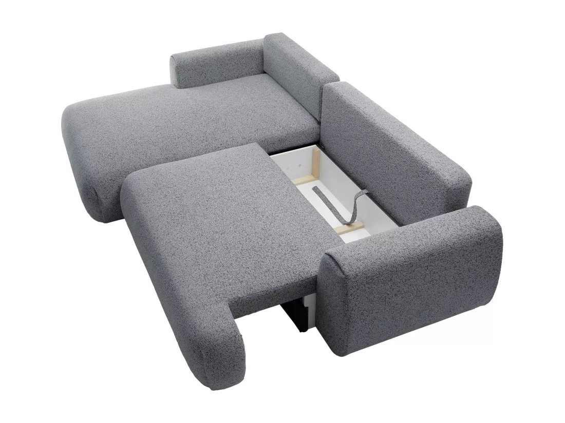 Canapé d'angle gauche convertible en tissu texturé gris MONELIA