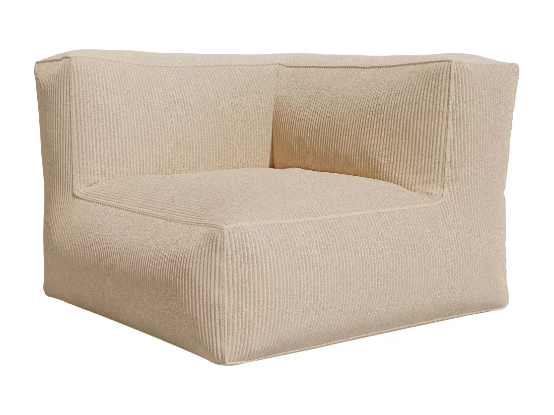 Canapé modulable avec pouf en velours côtelé beige NOUMARA