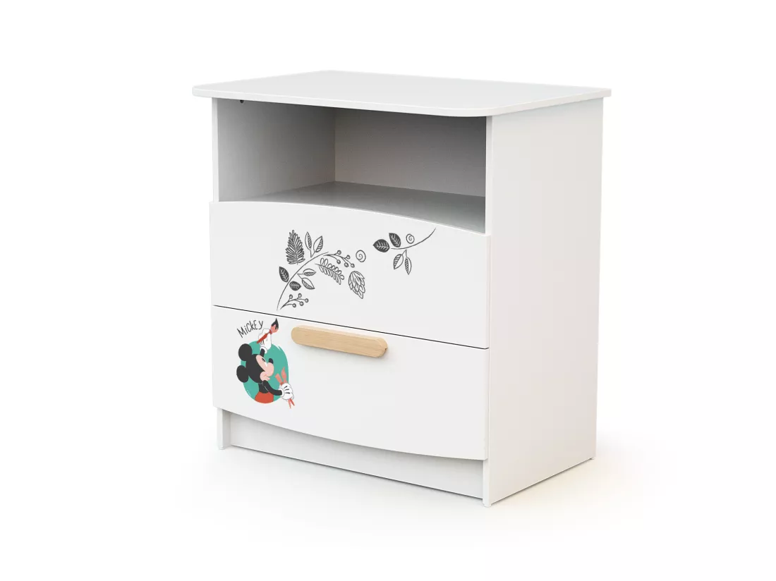 Commode à langer, 1 niche en bois Doodle Zoo Mickey Blanc et Hêtre