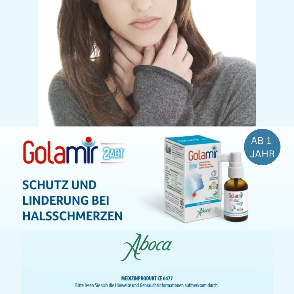Golamir 2Act ohne Alkohol bei Halsschmerzen
