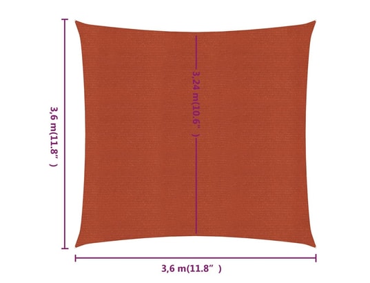 VIDAXL - Voile d'ombrage 160 g/m² carré terre cuite 3,6x3,6 m pehd