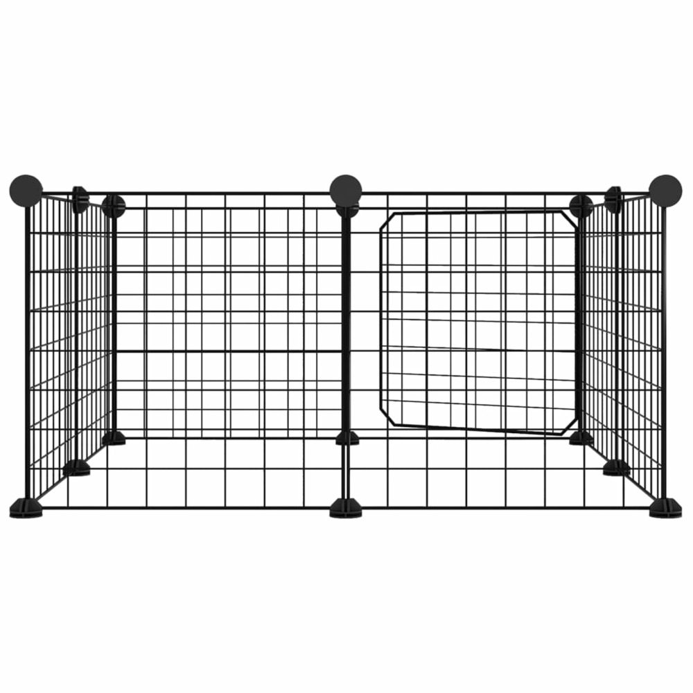 Cage animaux de compagnie à 8 panneaux et porte noir 35x35 cm